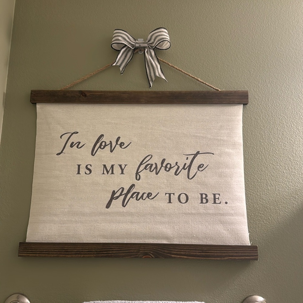 Wall decor- banner made of canvas and wood